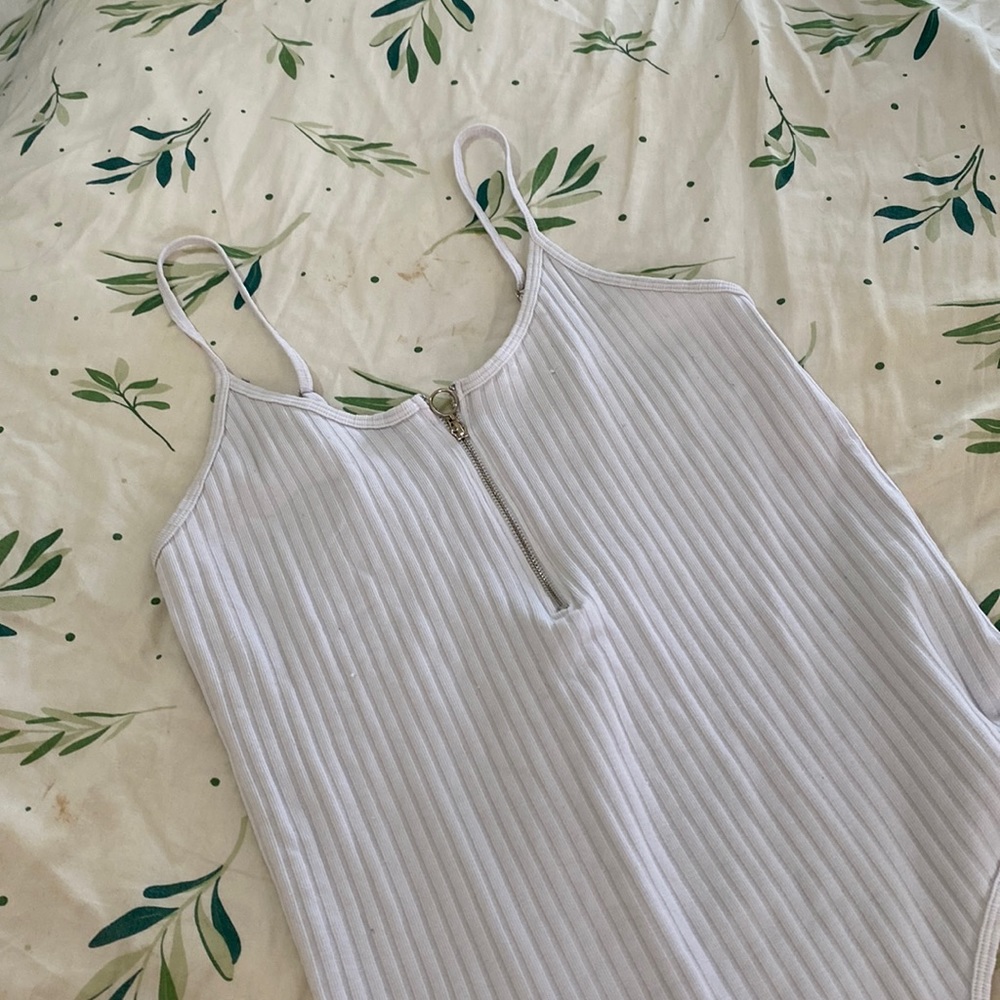 White Ribbed Bodysuit